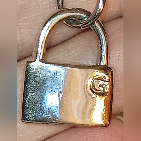 Silver Tone Lock (G) Toggle Necklace - Picture 3 of 7